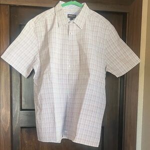 Johnston & Murphy Red and White Plaid Button Down Shirt